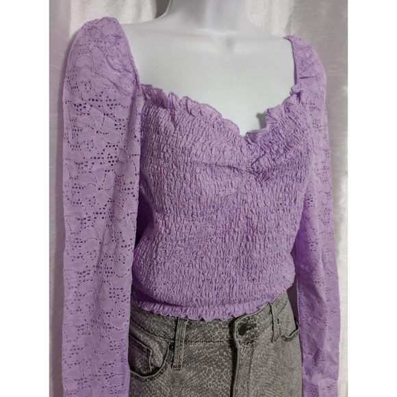 VENUS Tops - ROMANTIC VENUS Purple Blouse Sexy Lilac Lace Top